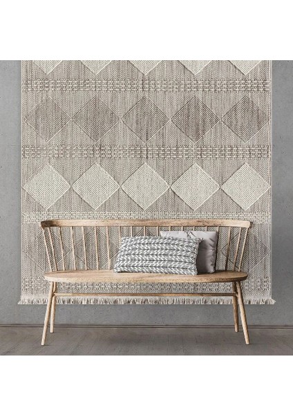 Agra Cyan Modern Iskandinav Desenli Halı - Gri - 160X230 cm