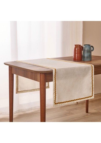 Mustard Runner - Beyaz - 40X140 cm
