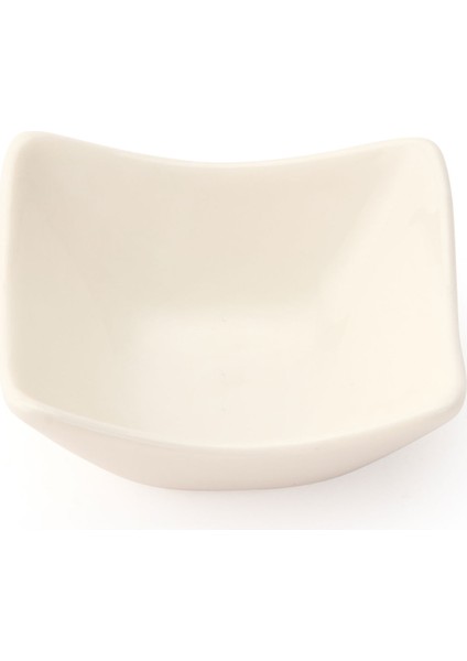 Porselen Kare Sosluk ve Çerezlik - Beyaz - 7,5 cm