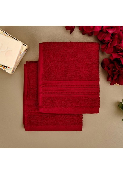 Lapa 2'li Havlu Seti - Bordo - 30X30 cm
