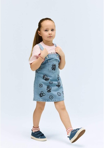 Yeni Sezon Kız Bebek Disney Mickey & Minnie Salopet Jean Elbise
