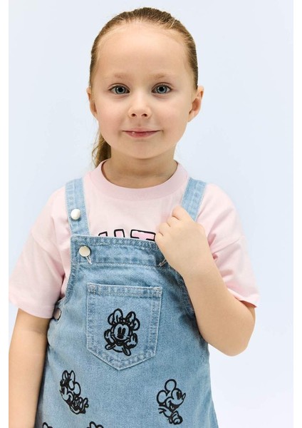 Yeni Sezon Kız Bebek Disney Mickey & Minnie Salopet Jean Elbise