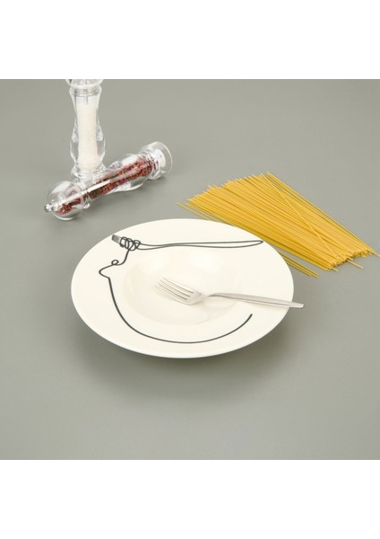 Kitchen Fettuccine Makarna Tabağı - Beyaz - 27 cm
