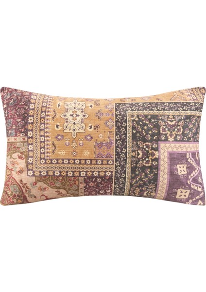 Patchwork Desenli Kırlent - Renkli - 30X50 cm