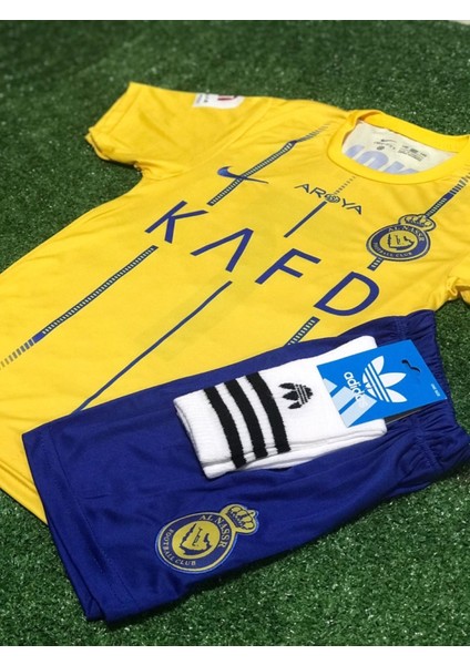 Cristiano Ronaldo Al-Nassr Iç Saha Yeni Sezon Çocuk Forma T-Shrt Takımı Çorap+Bileklik Hediyeli
