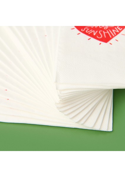 20'li Sushine Kalp Desen Peçete - Kırmızı / Beyaz - 16X8 cm