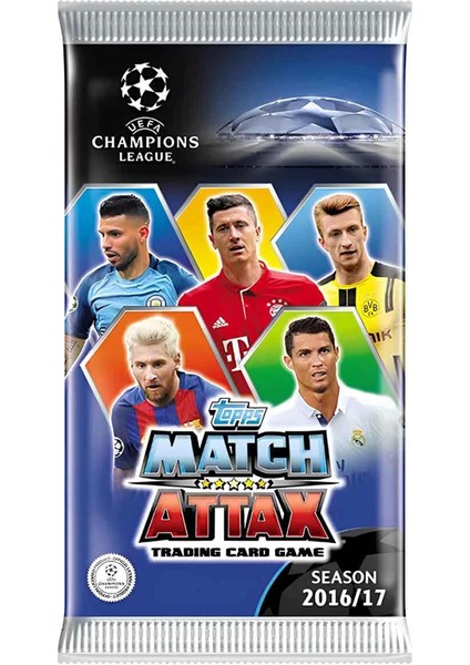Uefa Şampiyonlar Ligi 16/17 Match Attax Futbolcu Kartları - 6'lı Paket