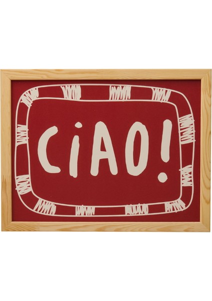 Ciao Duvar Panosu - Kırmızı - 30X40 cm