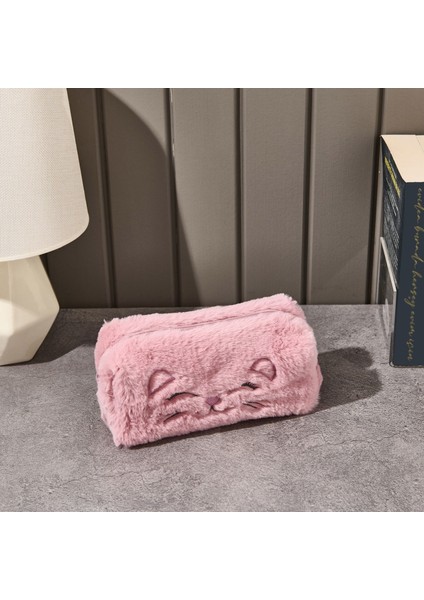 Rabbit Desenli Peluş Kalemlik - Pembe - 22X12 cm