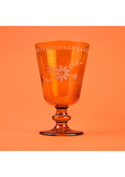 Nazenin 4'lü Ayaklı Su Bardağı Seti - Amber - 280 ml