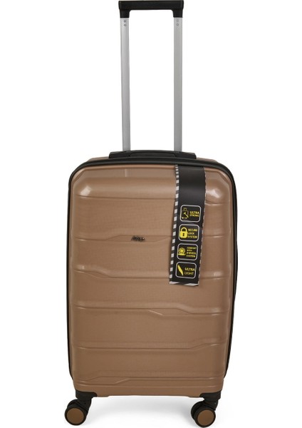 Pp Orta Boy Valiz - Altın - 68X37X27 cm