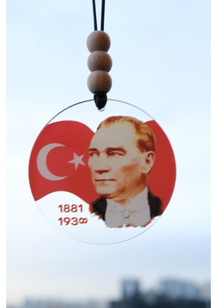 Türk Bayrağı ve Atatürk Portresi Dikiz Aynası Süsü Araba Süsü Hediyelik Eşya