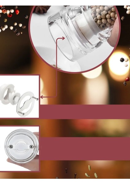Baharat Öğütücü - Baharat Karabiber Tuz Değirmeni Ahşap Akrilik Kristal 2 Li Set 721773