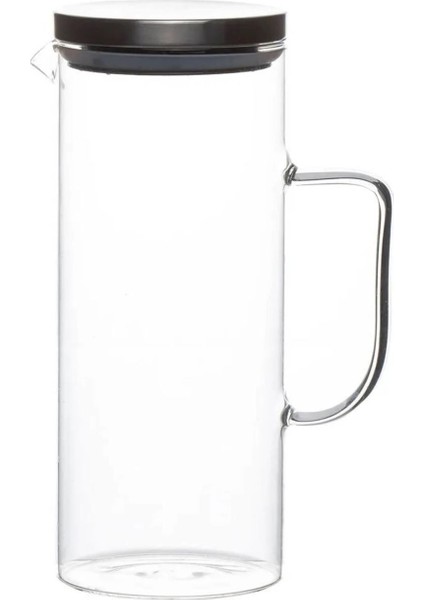 Metal Kapaklı Cam Sürahi - Şeffaf - 1500 ml