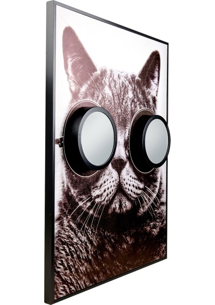Cat Aynalı Kanvas Tablo - Renkli - 75X100 cm modelleri