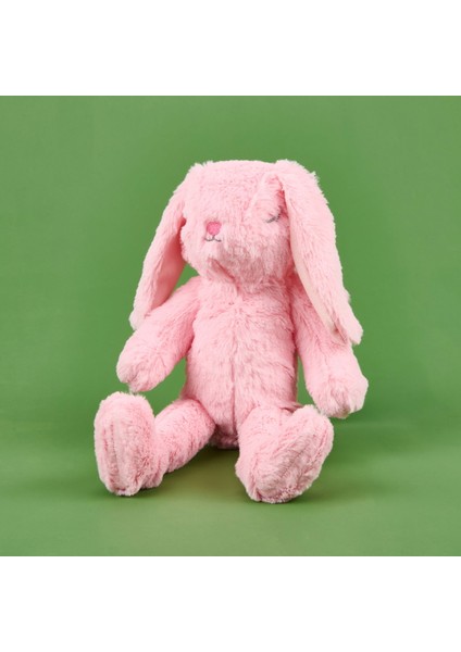 Uyuyan Tavşan Figürlü Yastık - Pembe - 20X35 cm