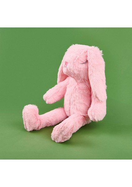 Uyuyan Tavşan Figürlü Yastık - Pembe - 20X35 cm