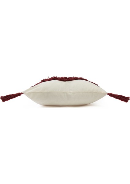 Motif Makrome Handmade Kırlent - Bordo / Ekru - 42X42 cm