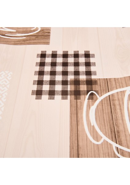 Time Fincan Desenli Pvc Masa Örtüsü - Renkli - 140X140 cm