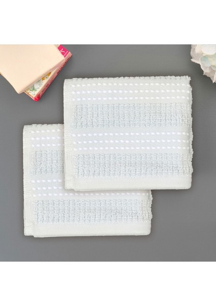 Stripe 2'li Havlu Seti - Mavi - 30X30 cm