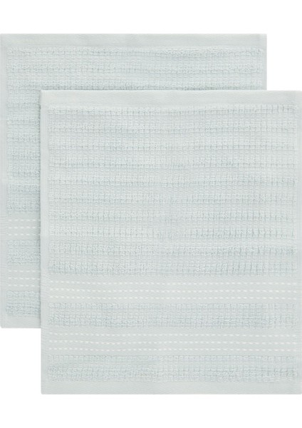 Stripe 2'li Havlu Seti - Mavi - 30X30 cm