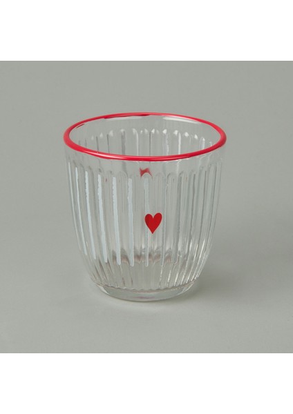Kalp Desenli 2'li Meşrubat Bardağı - Renkli - 290 ml