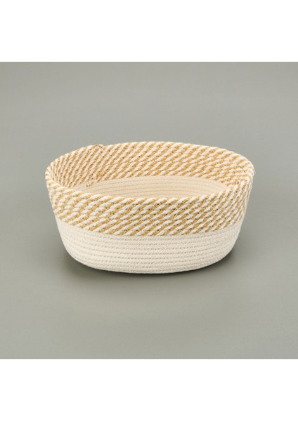Boho Style Sepet - Beyaz / Bej - 25X20X10 cm