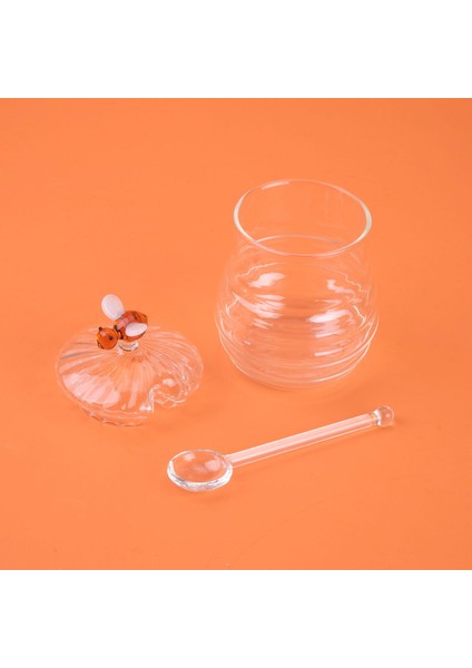 Kitchen Borosilikat Cam Bal Kavanozu ve Kaşık - Şeffaf - 260 ml