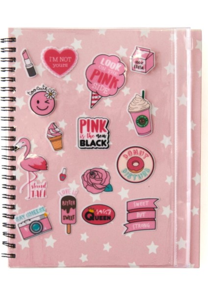 50 Yaprak Pvc Çanta Kapaklı Defter - Pembe - 21X17 cm