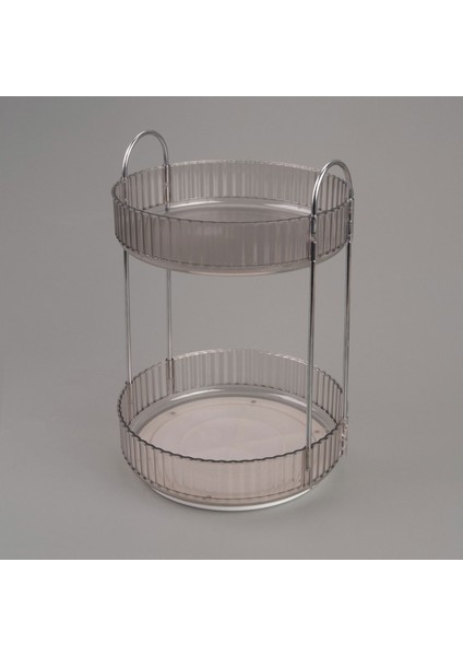 2 Katlı Döner Organizer - Şeffaf - 26X23X23 cm