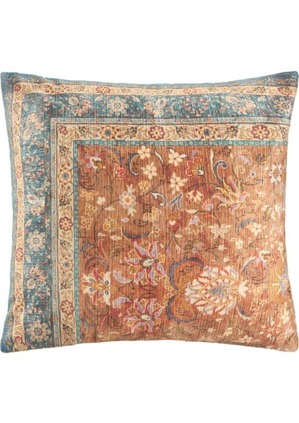 Soft Klasik Desenli Kırlent - Kahverengi - 40X40 cm