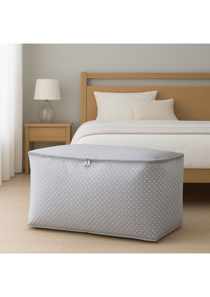 Home Puantiye Detaylı Maxi Boy Hurç - Gri - 75X40X40 cm