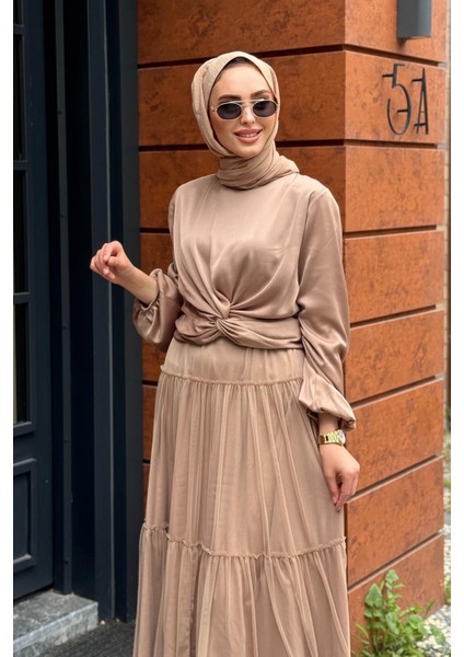 Nurcan Çetin Etekli Takım 10407 Bej modelleri