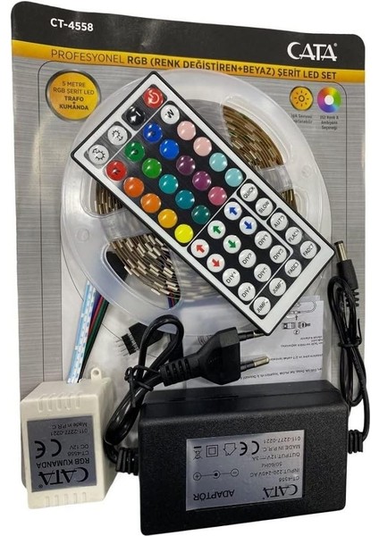 CT-4558 Rgb Şerit LED Seti (5 mt Rgb Led+Trafo+Rgb Kumanda)
