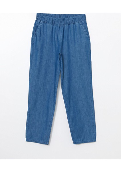 Yeni Sezon Beli Lastikli Straight Fit Kadin Jean Pantolon - S5LR84Z8 indirimleri