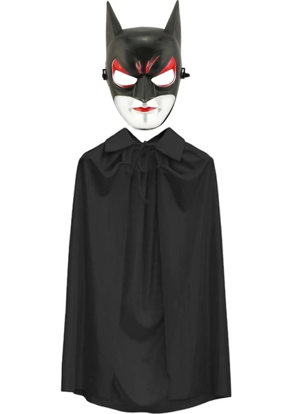 Batman Maskesi Cat Woman ve Batman Pelerini 90 cm Siyah Renk Set