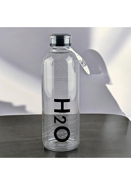 H2O Borosilikat Cam Matara - Şeffaf / Siyah - 1 Lt