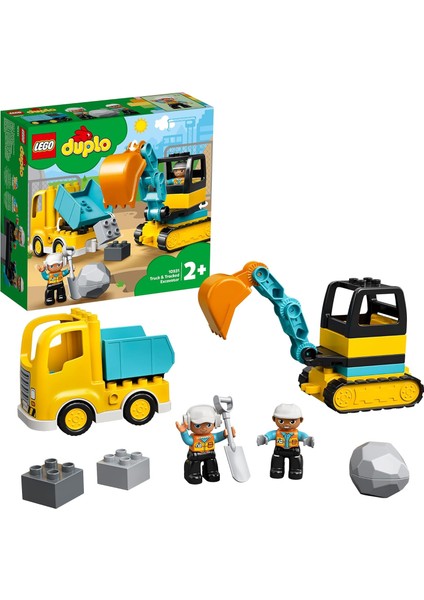 Duplo Inşaat Kamyon ve Paletli Kazıcı 10931-2 Yaş ve Üzeri Çocuklar Için Kazıcı ve Damperli Kamyon Içeren Eğitici Yapım Seti (20 Parça)