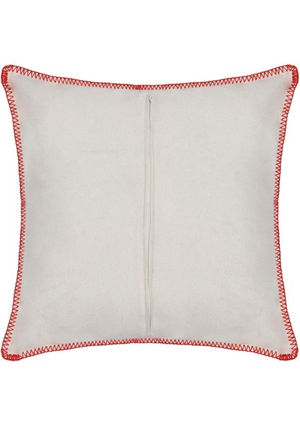 Çoban Dikiş Kırlent - Krem / Turuncu - 43X43 cm