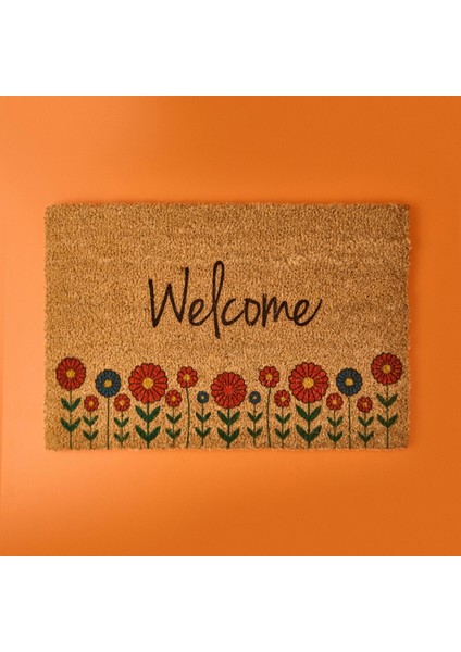 Home Blattern Koko Çiçek Desenli Welcome Kapı Paspası - Renkli - 40X60 cm