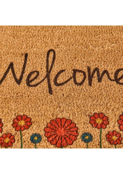Home Blattern Koko Çiçek Desenli Welcome Kapı Paspası - Renkli - 40X60 cm