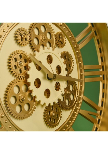 Çarklı Duvar Saati - Krem / Altın - 50 cm modelleri