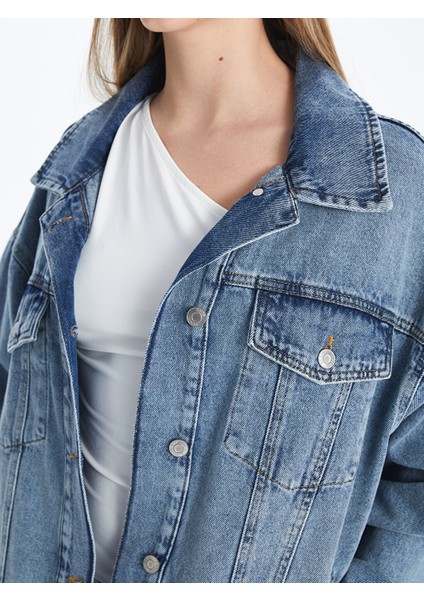 Yeni Sezon Gomlek Yaka Oversize Kadin Jean Ceket - S56166Z8 indirimleri