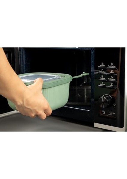 Home 3'lü Microline Saklama Kabı Seti, 600-1100-1800 Ml, Hava Tahliye Kapağı ile Mikrodalgada Kapağı Kapalı Isıtma, Vakumlu, Sızdırmaz, Bpa Free, Silikon Kapaklı,gıda Saklama Pp (Yeşil)