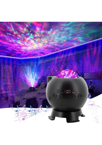 Galaksi Gökyüzü ve Yıldızları Yansıtan Gece Lambası Hoparlör Özellikli LED Rgb Işıklı Telefon ile Bluetooth Bağlantı Rgb Starry Sky Light Speaker CH-M25 - (CH-M25)