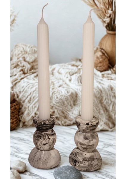 Mermer Desenli Pinterest Model 2' Li Şamdan ve Mum modelleri