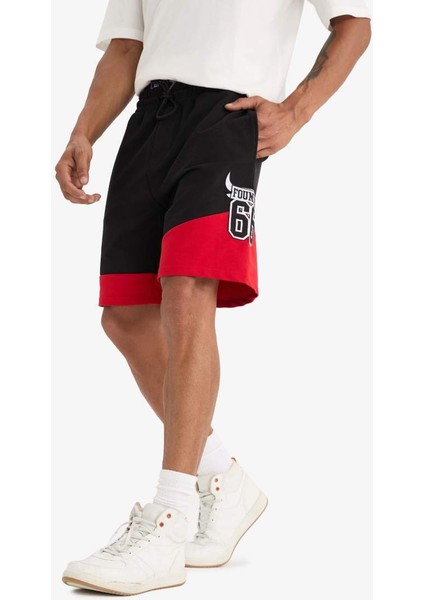 Yeni Sezon Defactofit Nba Chicago Bulls Standart Fit Düz Paça Şort