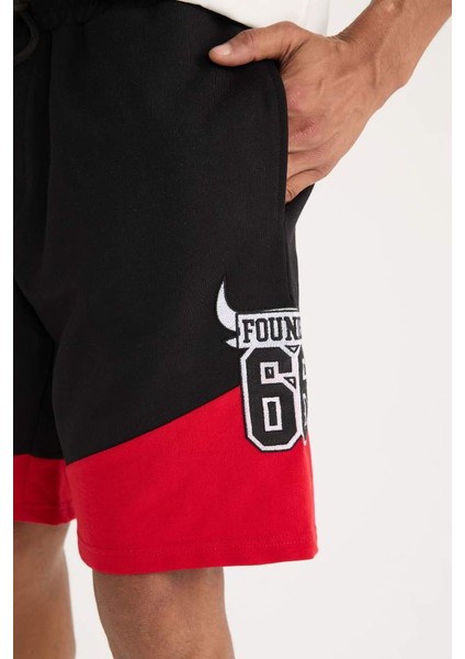 Yeni Sezon Defactofit Nba Chicago Bulls Standart Fit Düz Paça Şort