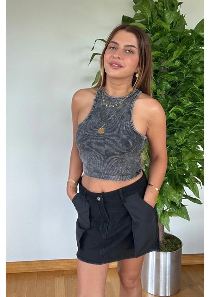 Yeni Sezon Premium Şık Ters Detay Cepli Denim Mini Jean Etek Kaliteli Kombin Kadın Yazlık fırsatları