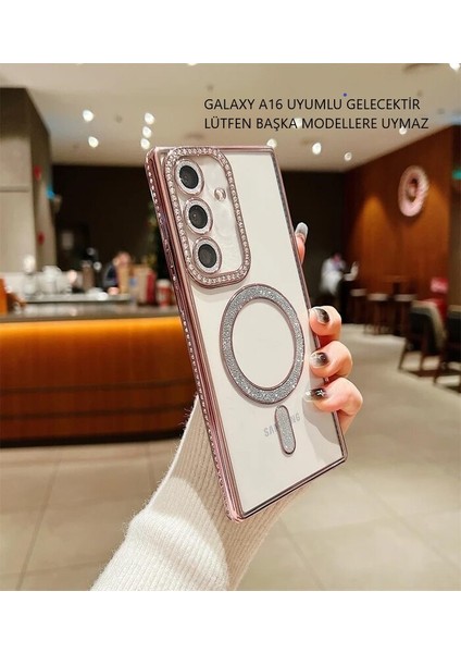 Samsung Galaxy A16 Uyumlu Şeffaf Kılıf – Taşlı Lens Koruma Darbeye Dayanıklı, Şık ve Parlak Tasarım – Kristal Şeffaf Kapak